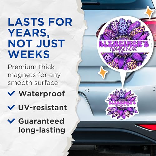 (2 Pack) Purple Sunflower Design Magnet - 5" On Longest Side - Sticks to Smooth Flat Surfaces - Made in USA - MAG9781