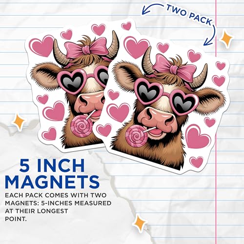 (2 Pack) Cow Lover Magnets - Cute Cow Magnets - Fun Animal Magnets for Fridge Locker - 5" On Longest Side - for Cars, Refrigerators, Toolboxes, Lockers - Made in USA MAG3604