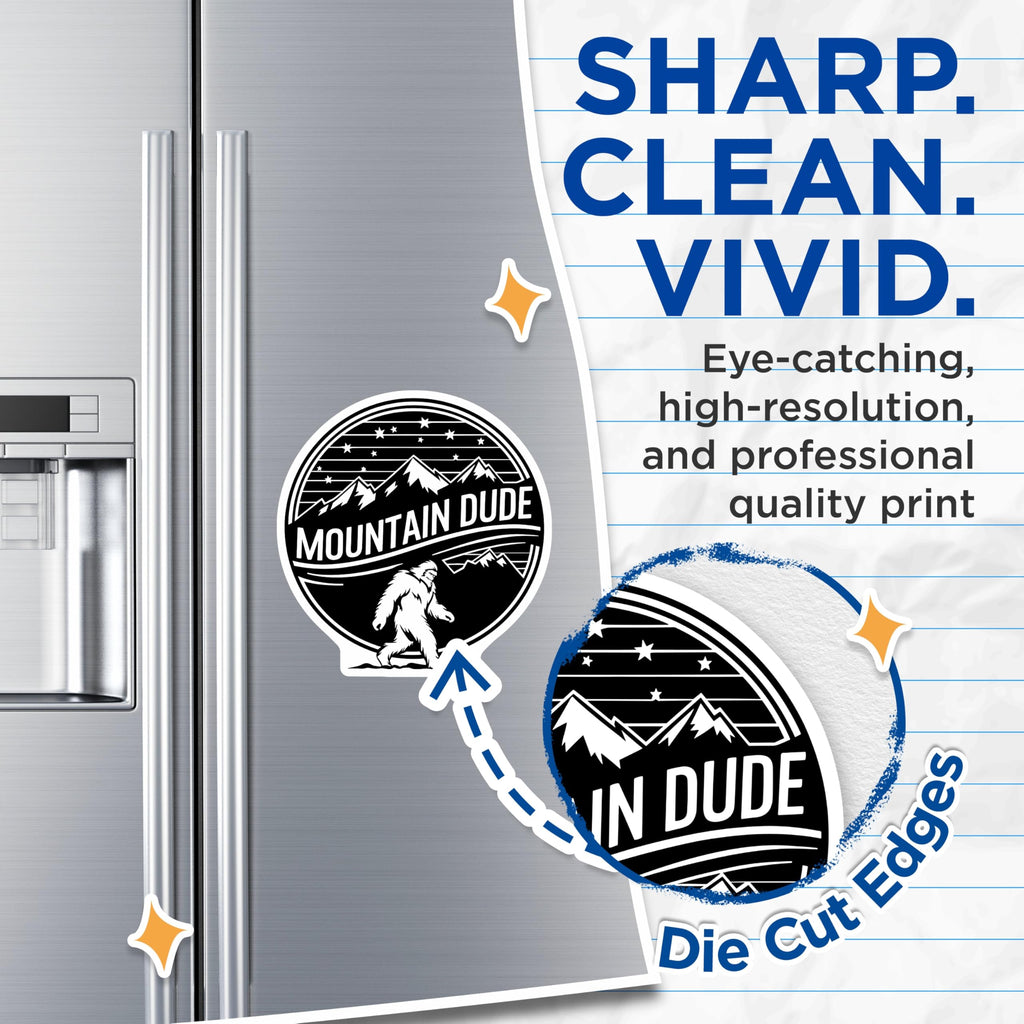 (2 Pack) Mountain Dude Bigfoot Magnets - Sasquatch Forest Explorer Legend - Cryptid Adventure Refrigerator Decor - 5 Inches On Longest Side - Thick Durable Magnet - Made in USA - MAG21417