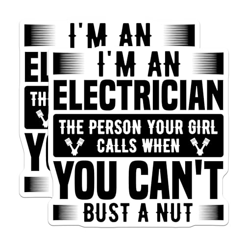 (2 Pack) Funny Electrician Stickers - Humorous Electrical Work - Technician Joke Stickers - 5" On Longest Side - Sticks to Smooth Flat Surfaces - Made in USA - BMCS5758