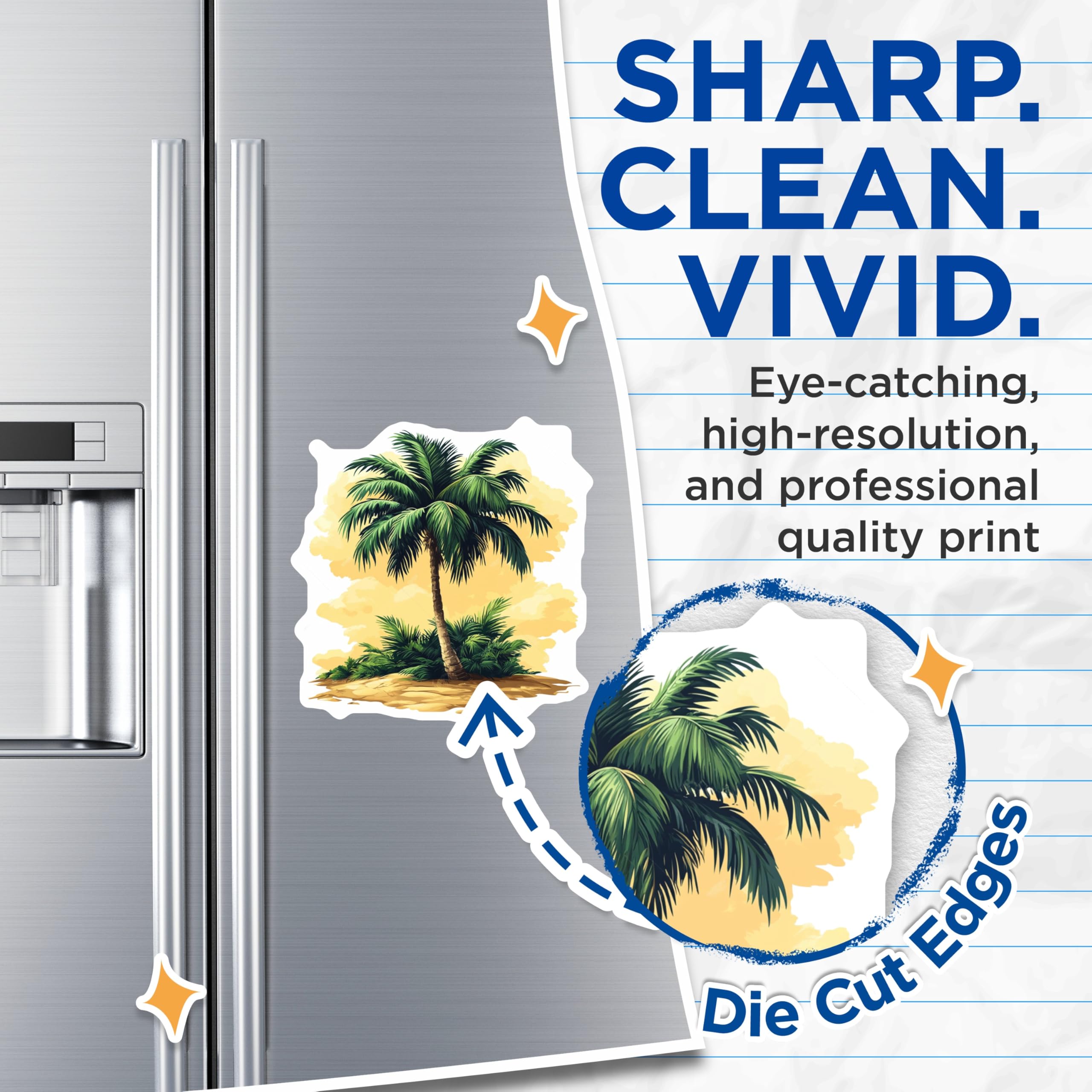 (2 Pack) Tropical Palm Tree Island Magnets - Beach Vacation Refrigerator Decor - Coastal Summer Aesthetic Kitchen Magnets - 5 Inches On Longest Side - Thick Durable Magnet - Made in USA - MAG23716