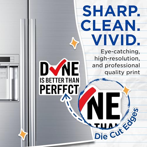 (2 Pack) Done Is Better Than Perfect Magnets - Motivational Magnet - Office Decor - Inspirational Quote - Kitchen Decoration - 5" On Longest Side - for Cars, Fridges, Toolboxes - Made in USA - MAG6747