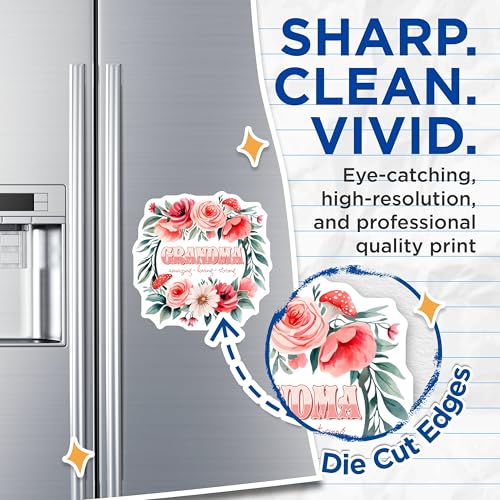 (2 Pack) Grandma Magnets Magnets - Floral Artwork - Grandma Appreciation - 5" On Longest Side - Made in USA - Sticks to Refrigerators & Metal Surfaces - MAG8470