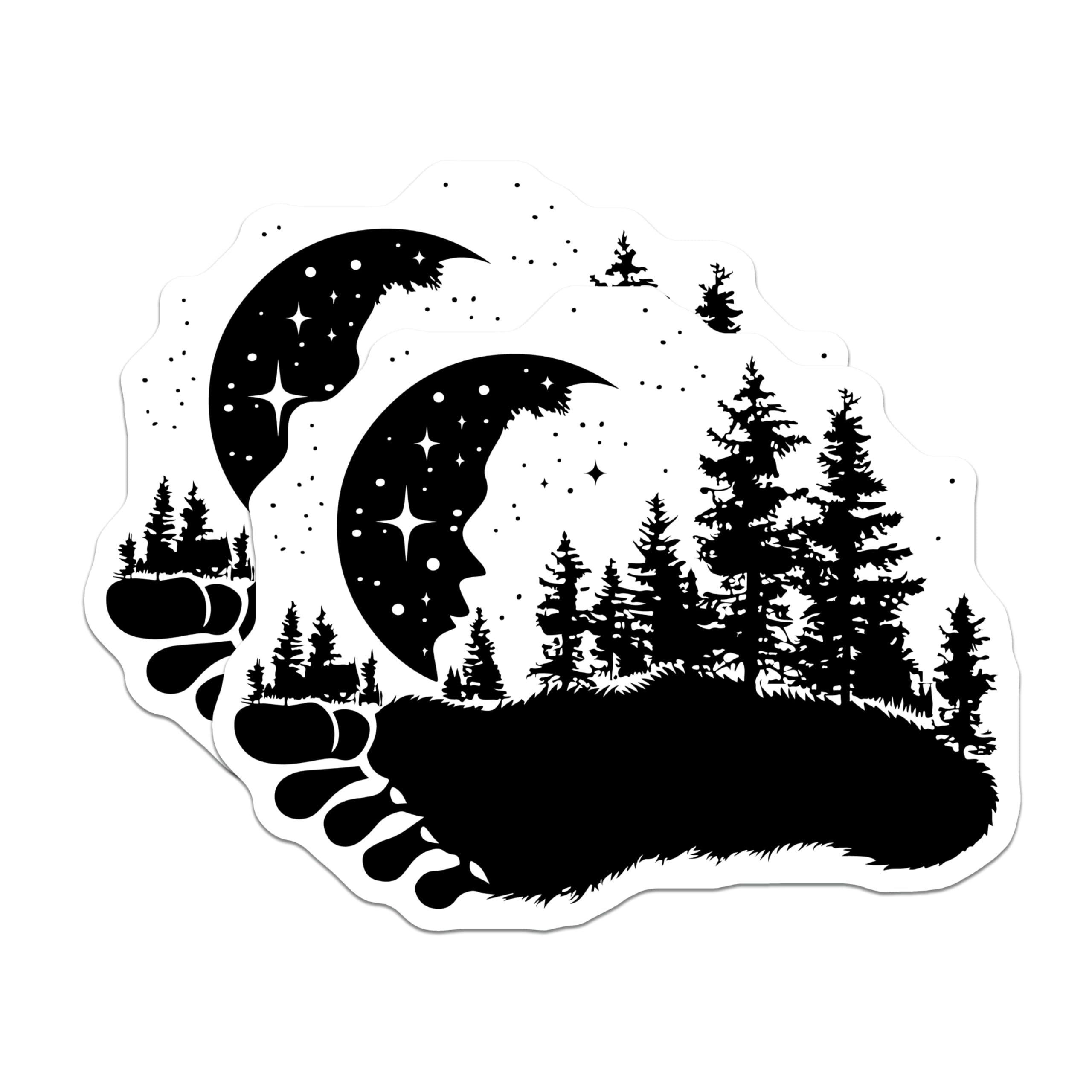 (2 Pack) Bigfoot Footprint Magnets - Pine Forest Night Sky - Cryptid Lore Souvenirs - 5 Inches On Longest Side - Thick Durable Magnet - Made in USA - MAG20929