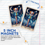 (2 Pack) The Fool Tarot Card Magnets - Whimsical Clown Art - Mystical Cat Decor - Celestial Stars Moon Aesthetic - 5 Inches On Longest Side - Thick Durable Magnet - Made in USA - MAG21614