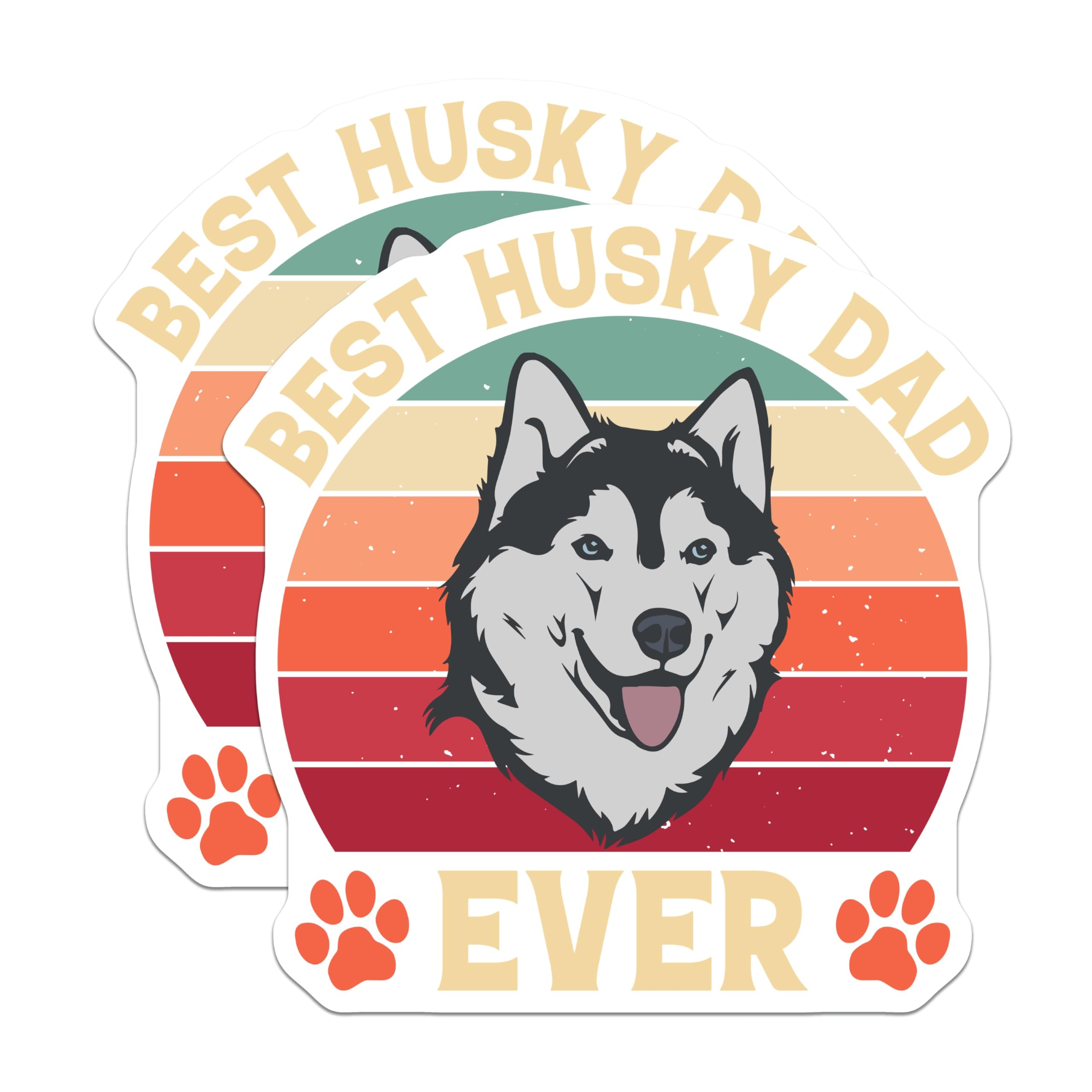 (2 Pack) Husky Dad Magnets - Best Dad Ever - Dog Lover Fridge Decor - 5" On Longest Side - Premium Magnet - for Cars, Refrigerators, Toolboxes, Lockers - Made in USA - MAG17690