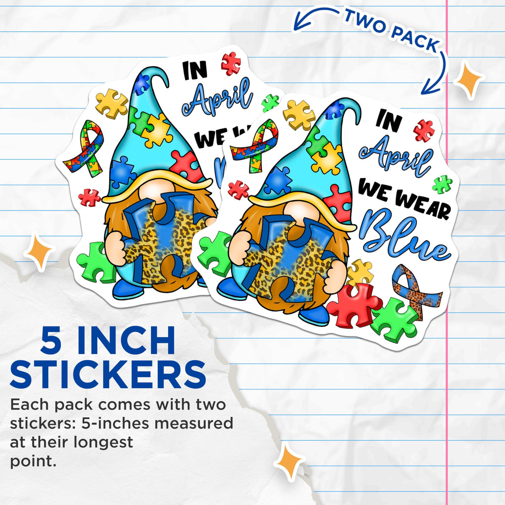 (2 Pack) Autism Awareness Stickers - April Awareness - 5" On Longest Side - Sticks to Smooth Flat Surfaces - Made in USA - BMCS8811 - BMCS8811