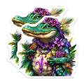 (2 Pack) Mardi Gras Alligator Magnets - Fleur De Lis - New Orleans Refrigerator Magnets - 5" On Longest Side - Premium Magnet - for Cars, Refrigerators, Toolboxes, Lockers - Made in USA - MAG16157