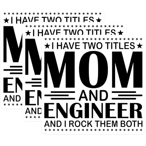 (3 Pack) Mom Engineer Decals - Two Titles - Gift for Engineer Mom - Laptop Decal - 3 Inches On Longest Side - Easy Peel & Apply - Made in USA - 3MCS4349