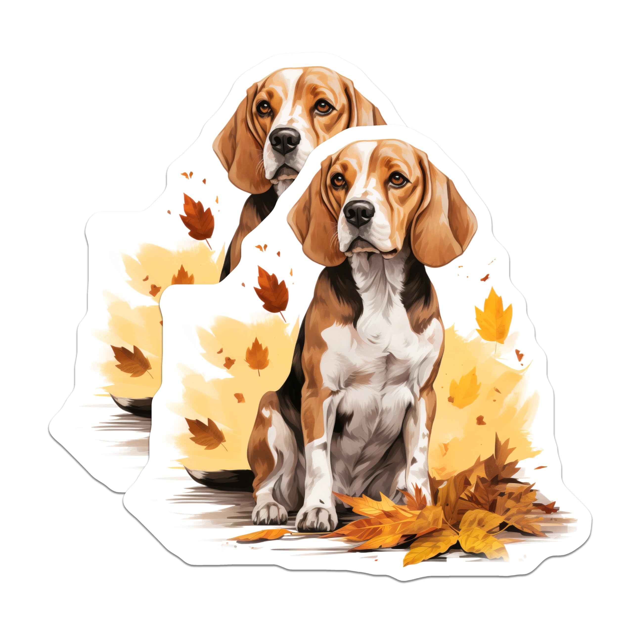(2 Pack) Beagle Dog Magnets - Autumn Fall Decor - Dog Lover Refrigerator Magnets - 5 Inches On Longest Side - Thick Durable Magnet - Made in USA - MAG26623