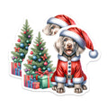 (2 Pack) Christmas Puppy Magnets - Santa Dog Refrigerator - Holiday Decor Pet Lover - 5 Inches On Longest Side - Thick Durable Magnet - Made in USA - MAG27244