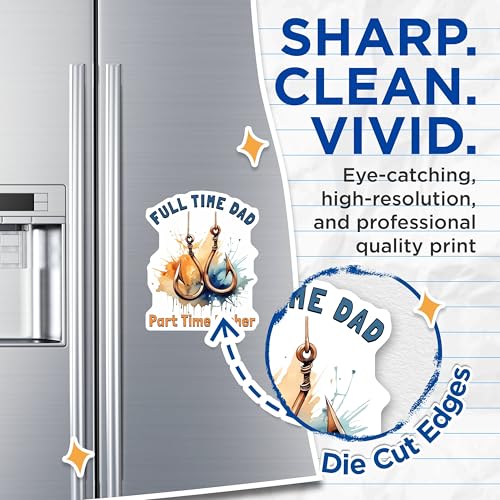 (2 Pack) Full Time Dad Part Time Fisher Magnets - Funny Fishing 5" On Longest Side - for Cars, Fridges, Toolboxes - Made in USA - MAG4004