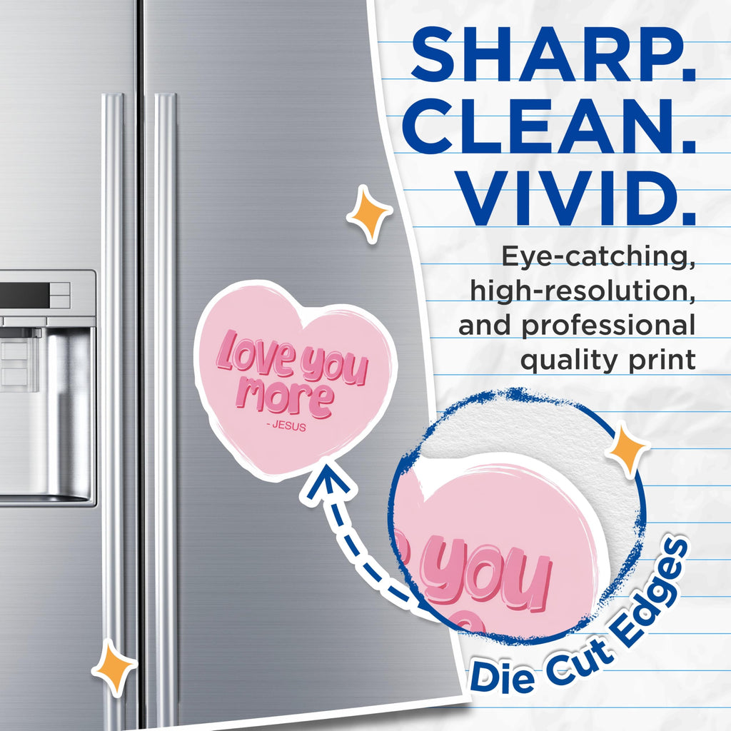 (2 Pack) Love You More Jesus Magnets - Christian Fridge Decor - Faith Based Kitchen Accent - Inspirational Scripture Magnet - 5 Inches On Longest Side - Thick Durable Magnet - Made in USA - MAG26502