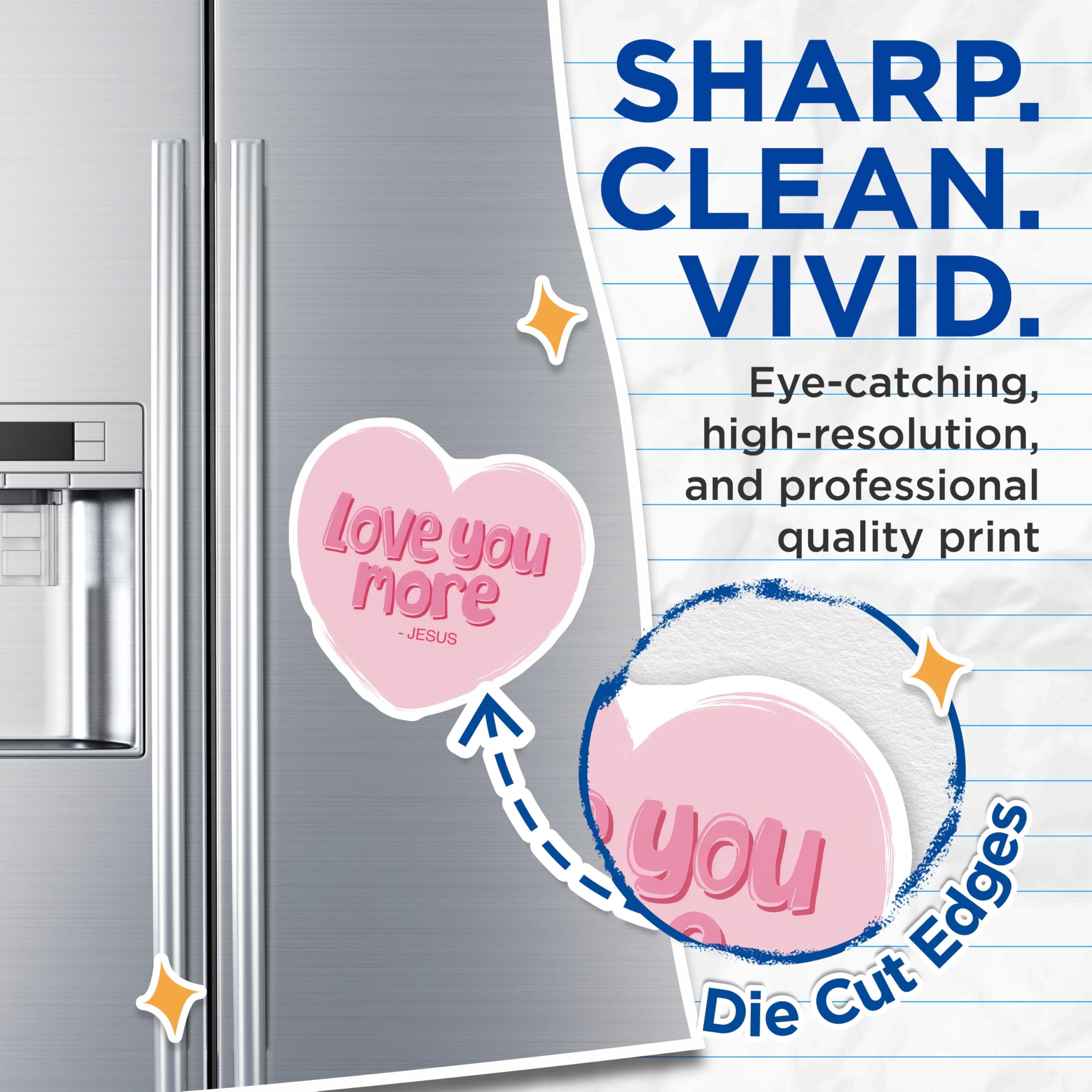 (2 Pack) Love You More Jesus Magnets - Christian Fridge Decor - Faith Based Kitchen Accent - Inspirational Scripture Magnet - 5 Inches On Longest Side - Thick Durable Magnet - Made in USA - MAG26502