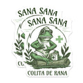 (2 Pack) Sana Sana Frog Stickers - Cute Cartoon Frog - Medicinal Herb Magic Frog - 5" On Longest Side - Sticks to Smooth Flat Surfaces - Made in USA - BMCS4886