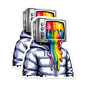 (2 Pack) Rainbow TV Head Stickers - Surreal Art Decals - Psychedelic Stickers- 5" On Longest Side - Sticks to Smooth Flat Surfaces - Made in USA - BMCS16289
