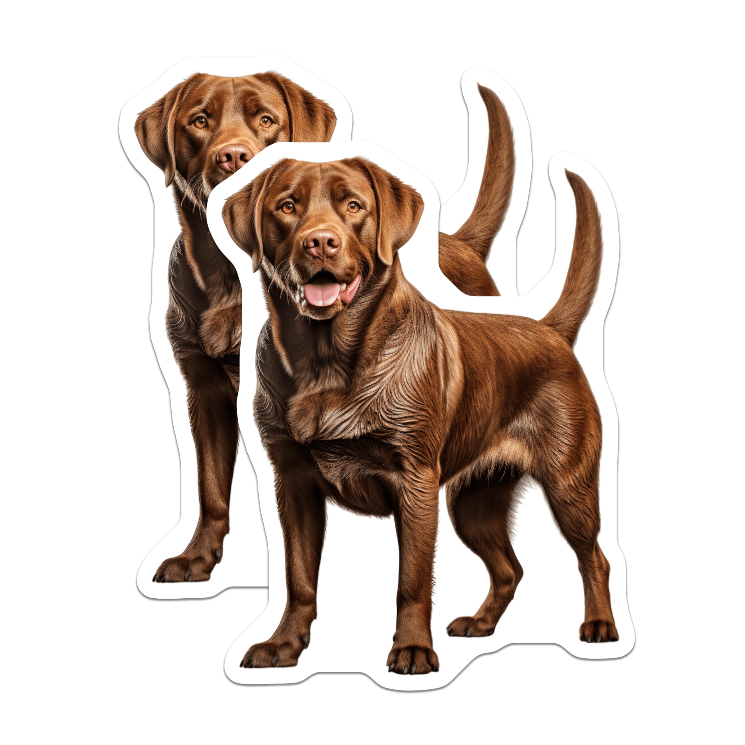 (2 Pack) Chocolate Labrador Magnets - Realistic Brown Lab Decor - Dog Lover Fridge Art - Pet Parent Owner Vehicle - 5 Inches On Longest Side - Thick Durable Magnet - Made in USA - MAG25778