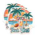 (2 Pack) Beach Vibes Magnets - Tropical Summer Decor - Retro Vacation Scene - Island Life Accessories - 5 Inches On Longest Side - Thick Durable Magnet - Made in USA - MAG38552