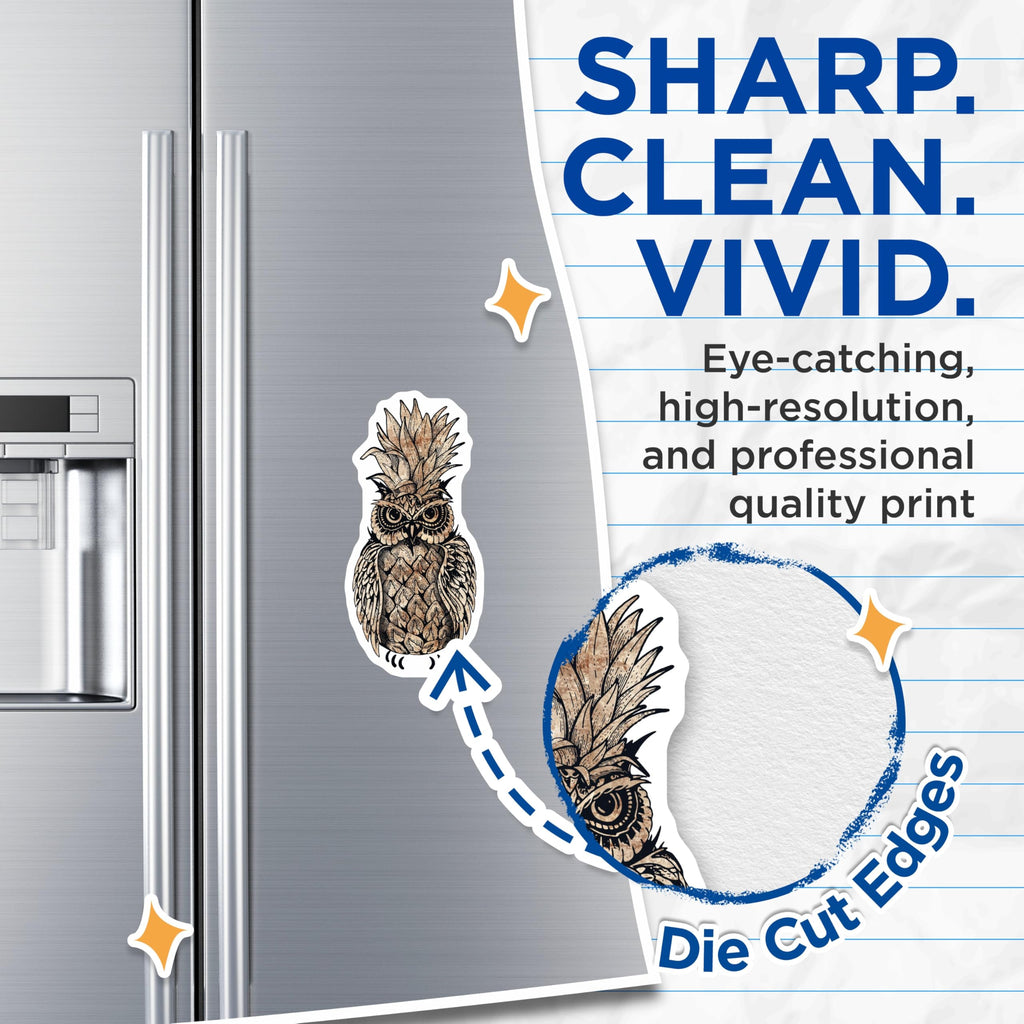 (2 Pack) Pineapple Owl Magnets - Whimsical Fridge Decor - Quirky Kitchen Magnets - 5" On Longest Side - Premium Magnet - for Cars, Refrigerators, Toolboxes, Lockers - Made in USA - MAG16940