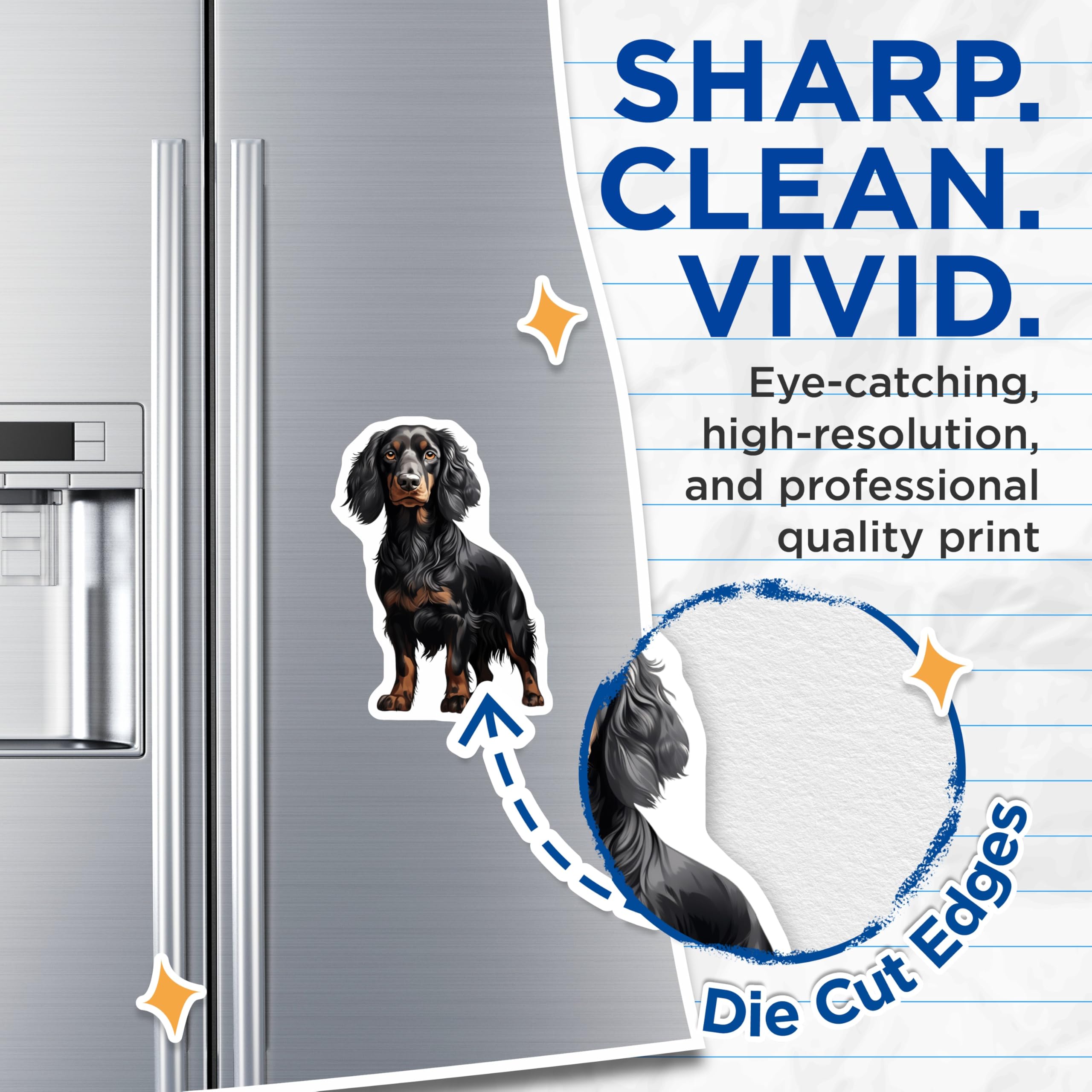 (2 Pack) Black Tan Long Haired Dachshund Magnets - Detailed Dog Art - Pet Lover Fridge Decor - 5 Inches On Longest Side - Thick Durable Magnet - Made in USA - MAG26636