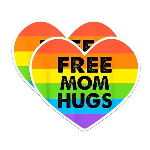 (2 Pack) Free Mom Hugs Gay Pride Magnets - LBGTQ Magnet - Gay Pride Month Magnets - 5" On Longest Side - Premium Magnet - for Cars, Refrigerators, Toolboxes, Lockers - Made in USA - MAG1693