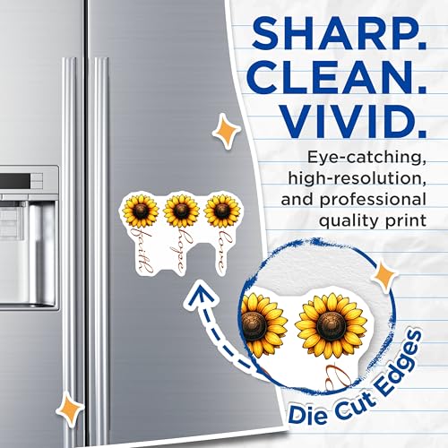 (2 Pack) Sunflower Faith Hope Love Magnets - Inspirational Kitchen Decor - 5" On Longest Side - for Cars, Fridges, Toolboxes - Made in USA - MAG7987
