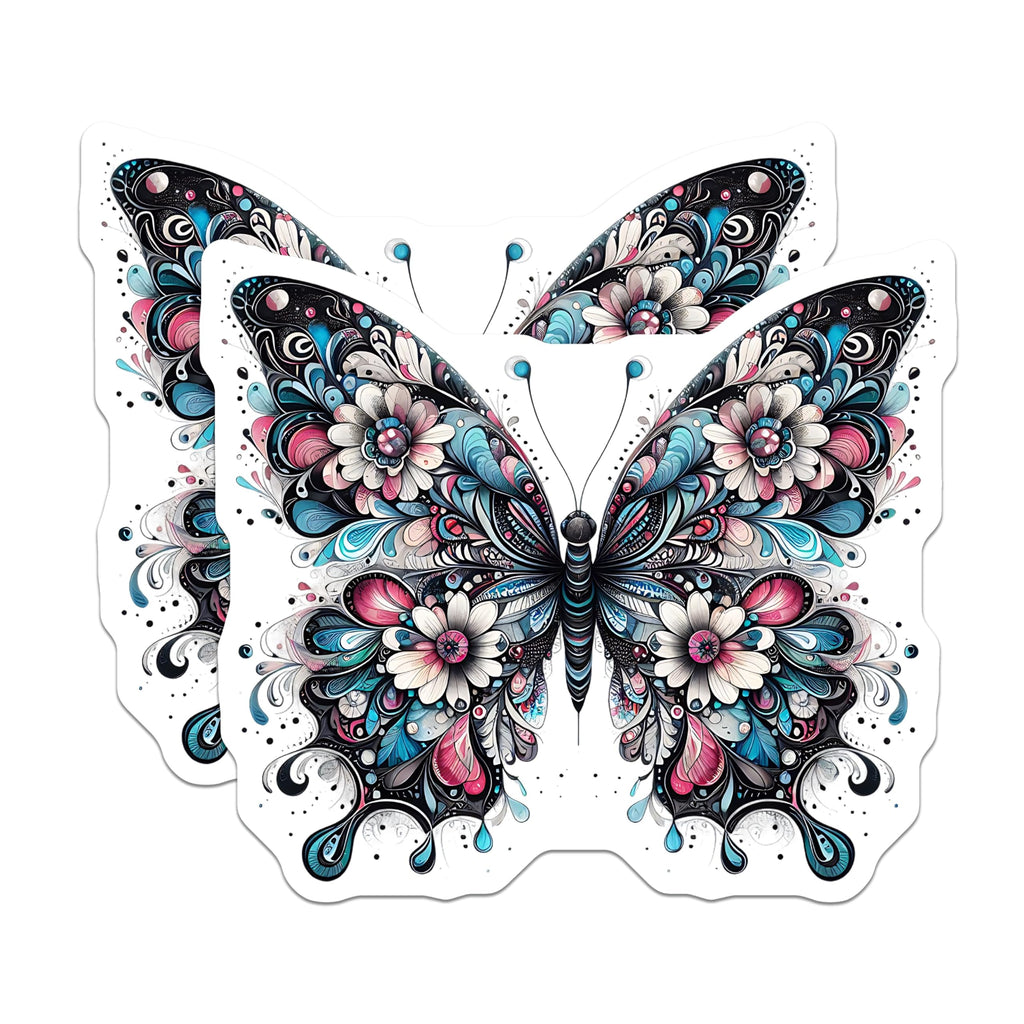 (2 Pack) Butterfly Magnets - Floral Design Decor - Decorative Fridge Refrigerator Magnets - 5" On Longest Side - Premium Magnet - for Cars, Refrigerators, Toolboxes, Lockers - Made in USA - MAG15140