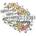 (3 Pack) Granny Decals - Happiness is Being A Granny - Floral Granny Decals - 3 Inches On Longest Side - Easy Peel & Apply - Made in USA - 3MCS1738