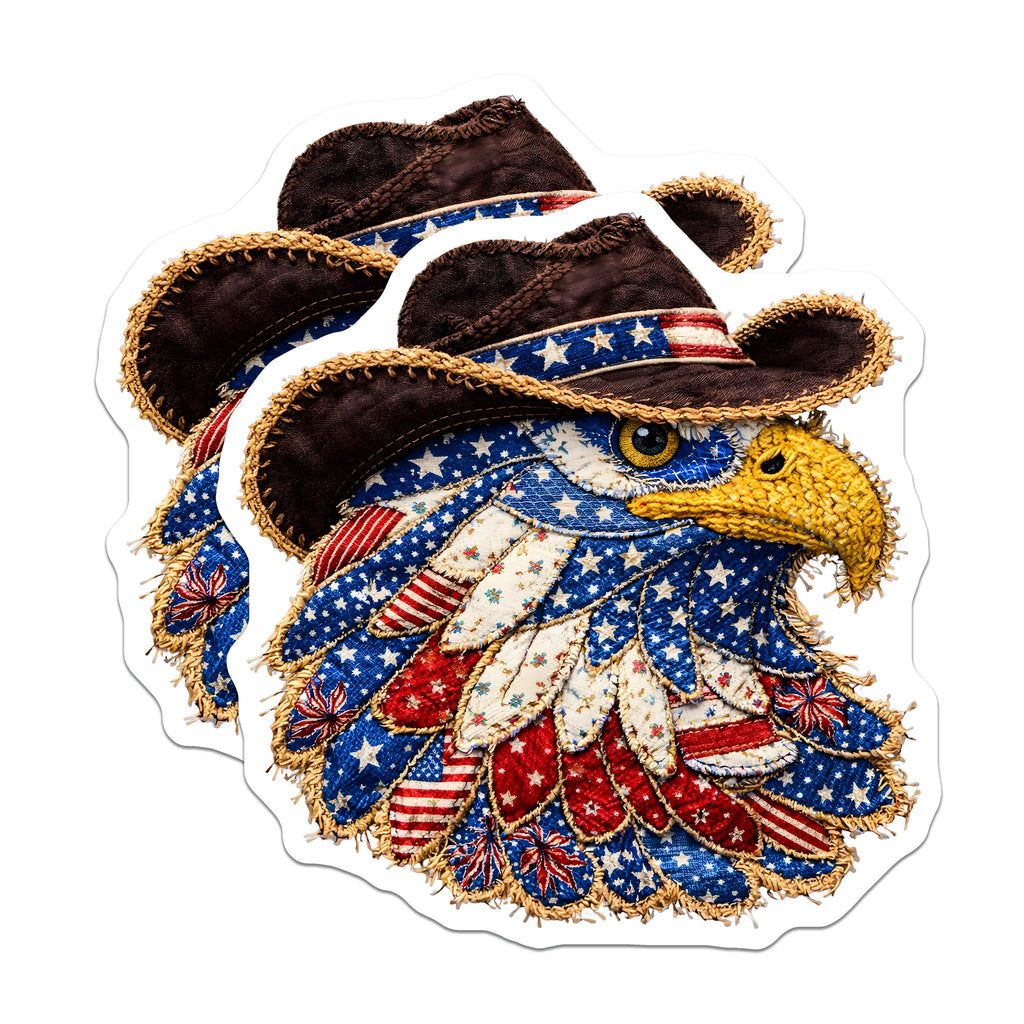 (2 Pack) Patriotic Eagle Head Magnets - American Flag Western Decor - 4th of July Americana Folk Art Kitchen - 5 Inches On Longest Side - Thick Durable Magnet - Made in USA - MAG37294
