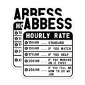 (2 Pack) Abbess Hourly Rate Stickers - Funny Work Rate Stickers - Labor Cost Stickers - 5" On Longest Side - Sticks to Smooth Flat Surfaces - Made in USA - BMCS4891