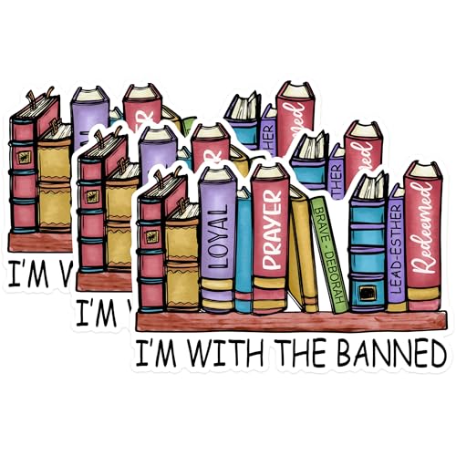 (3 Pack) Banned Books Decals - Literary Stickers - Book Lover Decals - 3 Inches On Longest Side - Easy Peel & Apply - Made in USA - 3MCS1770