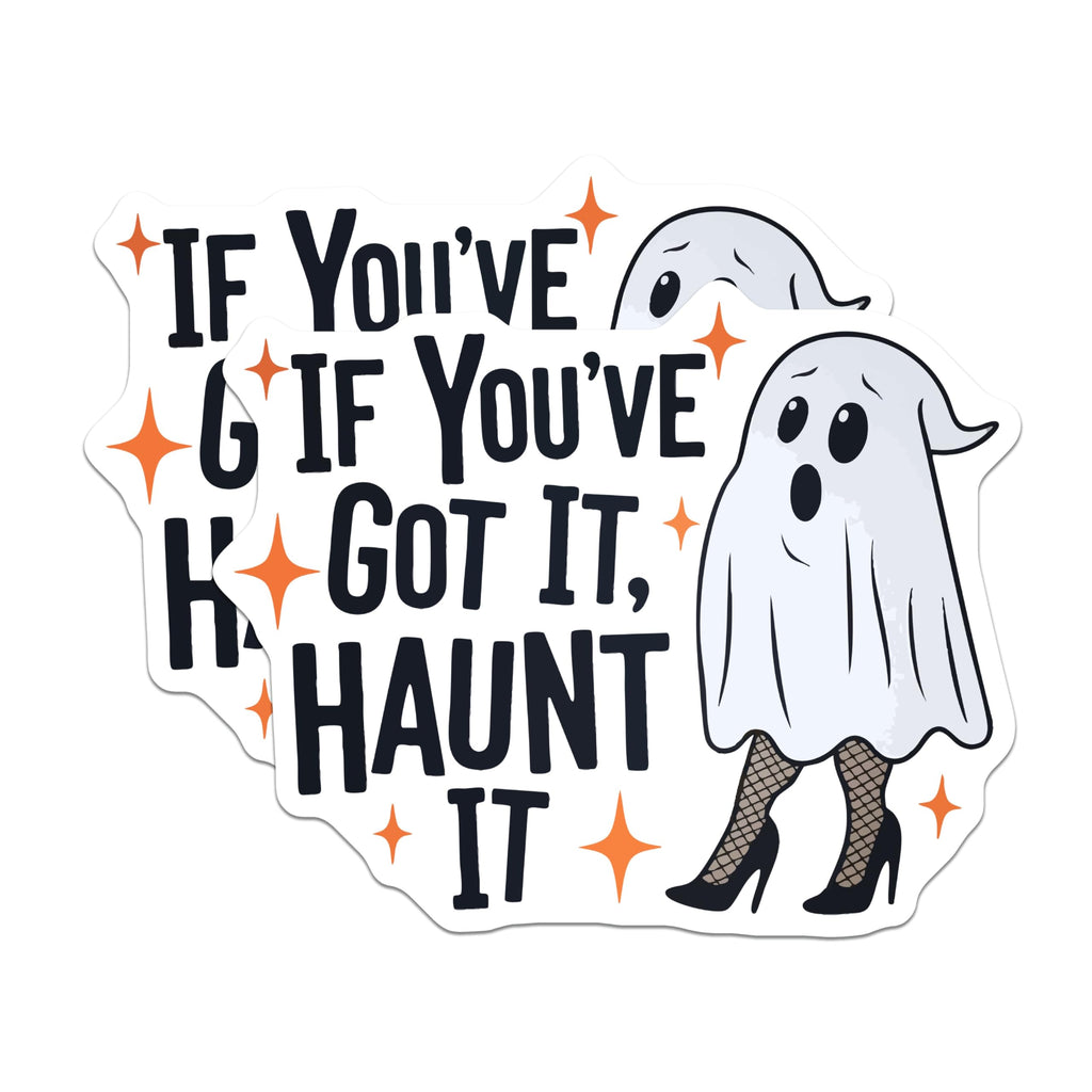 (2 Pack) Haunt It Ghost Stickers - Sassy Funny Quote - Halloween Spooky Decor - Witty Paranormal Decal - 5" On Longest Side - Sticks to Smooth Flat Surfaces - Made in USA - BMCS21556