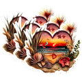 (3 Pack) Beach Sunset Heart Decals - Coastal Art Decal - Tropical Laptop Decal - 3 Inches On Longest Side - Easy Peel & Apply - Made in USA - 3MCS1645