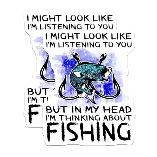 (2 Pack) Fishing Humor Stickers - Funny Fishing Quotes - Fishing Enthusiast Decals - 5" On Longest Side - Sticks to Smooth Flat Surfaces - Made in USA - BMCS5626