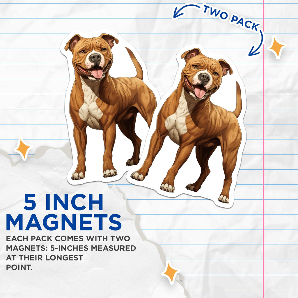 (2 Pack) Pitbull Dog Magnets - American Pit Bull Terrier Decor - Dog Mom Dad Fridge Locker Magnets - 5 Inches On Longest Side - Thick Durable Magnet - Made in USA - MAG28632