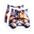 (2 Pack) Persian Cat Stickers - Cute Kitten Stickers - Colorful Cat Art Stickers - 5" On Longest Side - Sticks to Smooth Flat Surfaces - Made in USA - BMCS15723