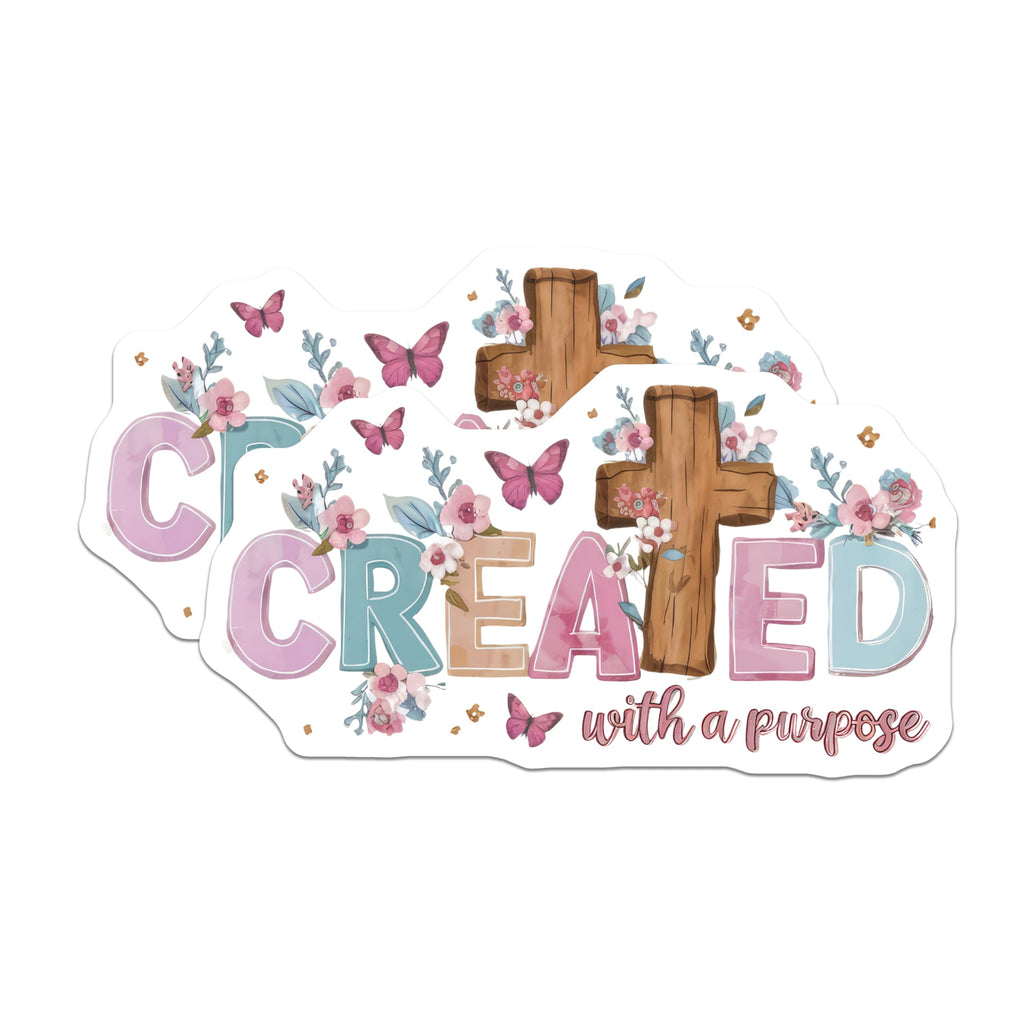 (2 Pack) Created with a Purpose Magnets - Christian Faith Decor - Inspirational Affirmation for Women - 5 Inches On Longest Side - Thick Durable Magnet - Made in USA - MAG29422