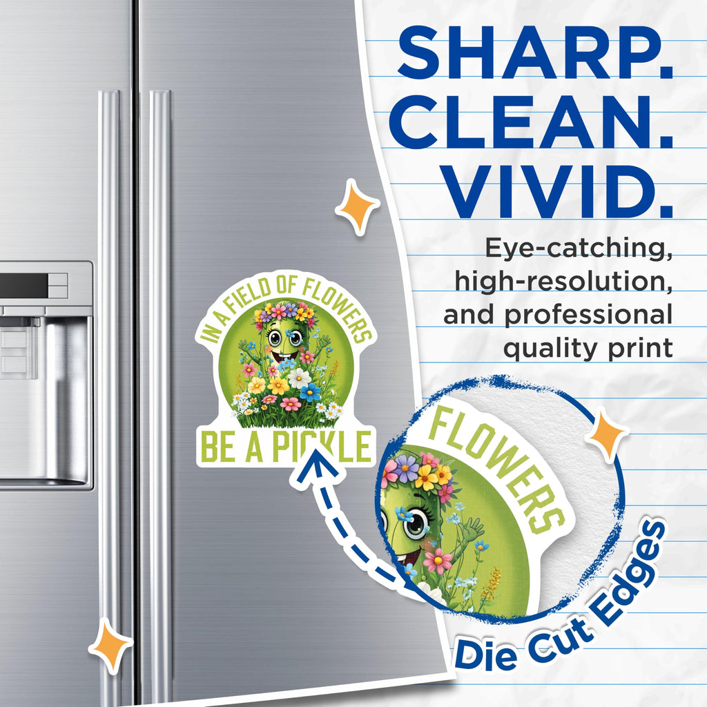 (2 Pack) Pickle Flower Crown Magnets - Cute Pickle Art - Funny Refrigerator Decor - 5" On Longest Side - Premium Magnet - for Cars, Refrigerators, Toolboxes, Lockers - Made in USA - MAG16962