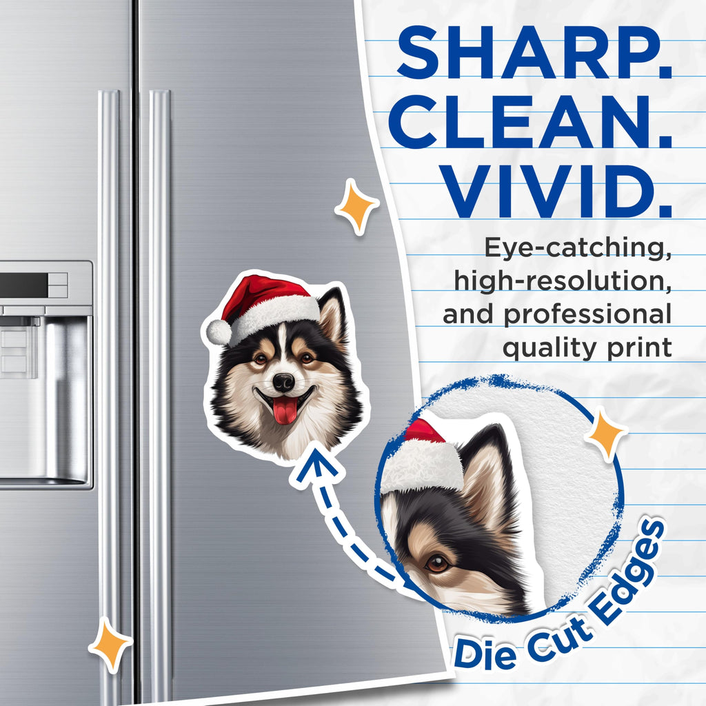 (2 Pack) Christmas Dog Magnets - Santa Hat Puppy Decorations - Festive Refrigerator Magnets for Pet Lovers - 5 Inches On Longest Side - Thick Durable Magnet - Made in USA - MAG30612
