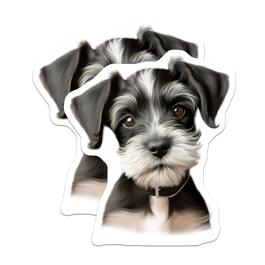 (2 Pack) Cute Schnauzer Puppy Magnets - Dog Lover Kitchen Decor - Pet Parent Refrigerator Accessories - Animal Art Magnets - 5 Inches On Longest Side - Thick Durable Magnet - Made in USA - MAG30925