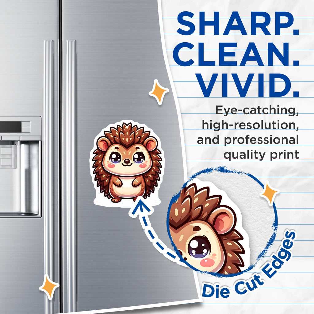 (2 Pack) Cute Hedgehog Magnets - Kawaii Animal Lover - Refrigerator Locker Decor - 5 Inches On Longest Side - Thick Durable Magnet - Made in USA - MAG38894