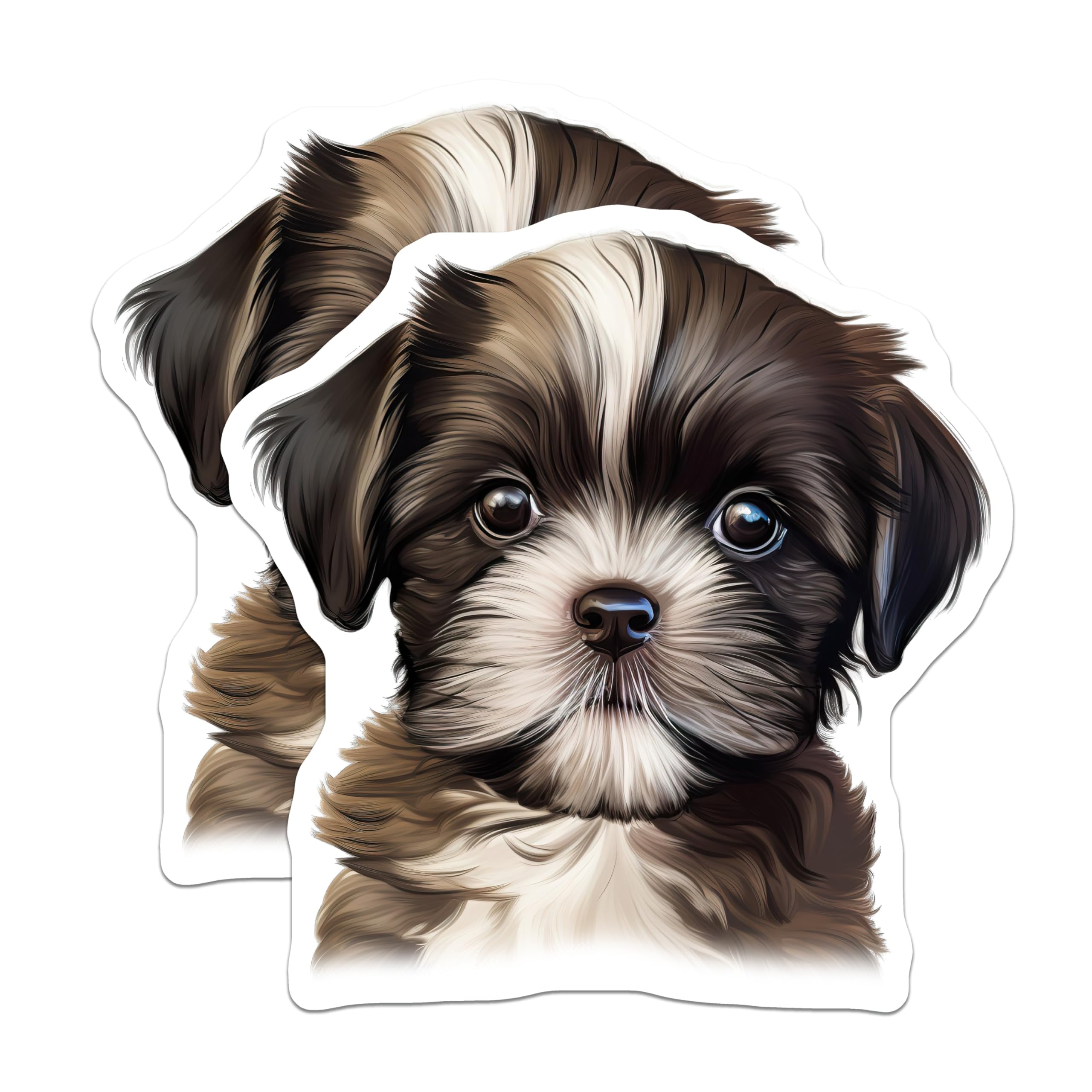 (2 Pack) Cute Fluffy Puppy Magnets - Shih Tzu Dog Lover Decor - Pet Parent Refrigerator Art - 5 Inches On Longest Side - Thick Durable Magnet - Made in USA - MAG27125