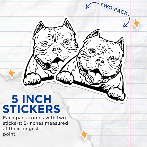 (2 Pack) Bulldog Face Stickers - Dog Lover Stickers - Cute Pet Decal - 5" On Longest Side - Sticks to Smooth Flat Surfaces - Made in USA - BMCS4050