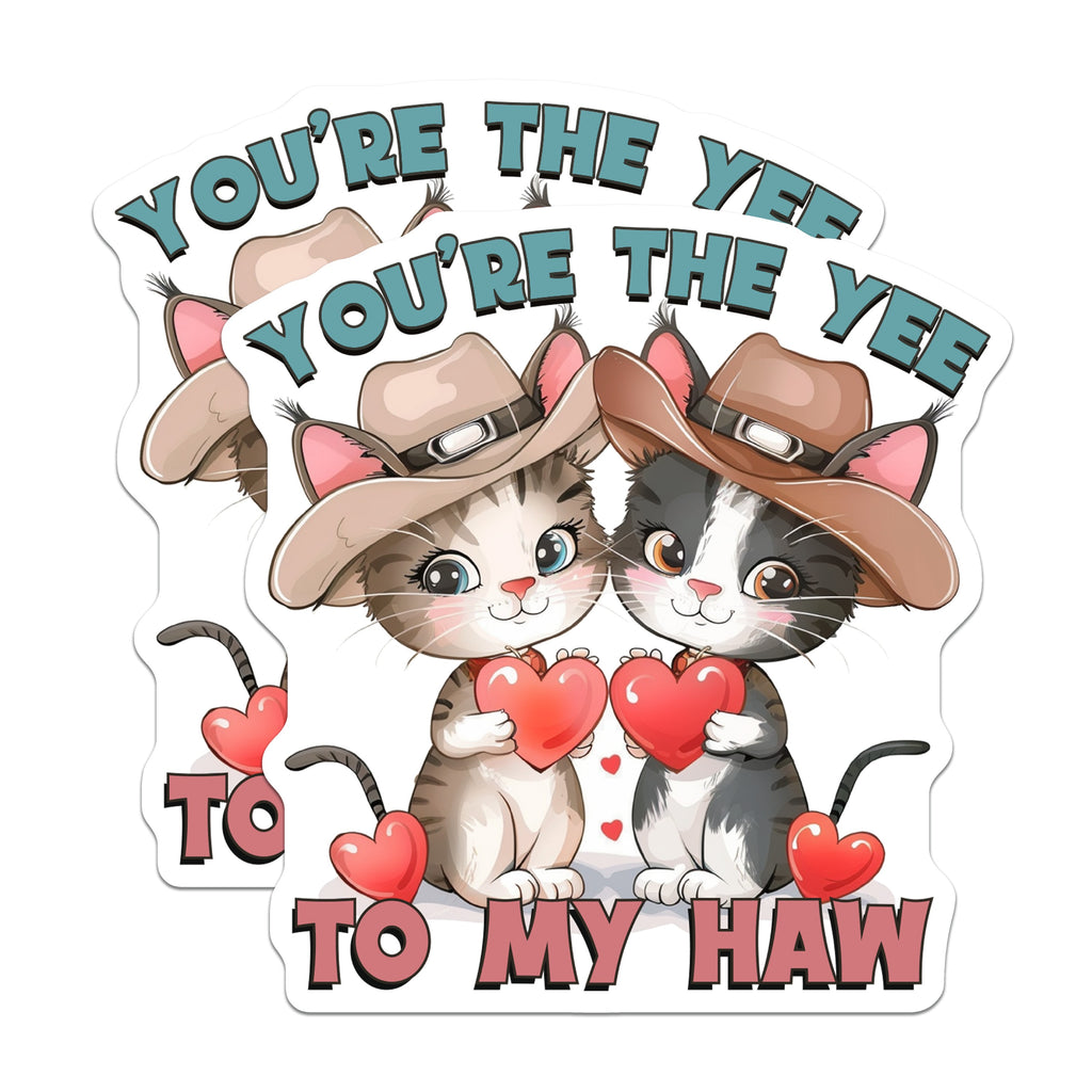 (2 Pack) Yee to my Haw Magnets - Cute Cat Couple - Western Love Expression - Fridge Decor for Partners - Anniversary Keepsake - 5 Inches On Longest Side - Thick Durable Magnet - Made in USA - MAG38071