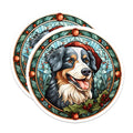 (2 Pack) Bernese Mountain Dog Magnets - Christmas Dog Decor - Stained Glass Pet Art - 5 Inches On Longest Side - Thick Durable Magnet - Made in USA - MAG27721