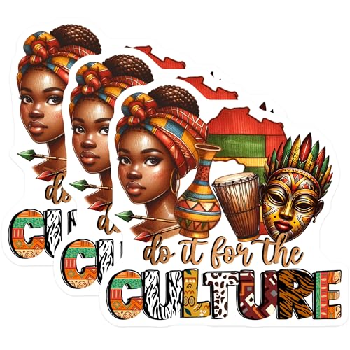 (3 Pack) African Culture Decals - Afrocentric Stickers - Cultural Pride Decor - 3 Inches On Longest Side - Easy Peel & Apply - Made in USA - 3MCS6623