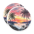 (2 Pack) Tropical Sunset Magnets - Vibrant Watercolor Palm Tree Scene - Serene Island Landscape Art - 5 Inches On Longest Side - Thick Durable Magnet - Made in USA - MAG19815