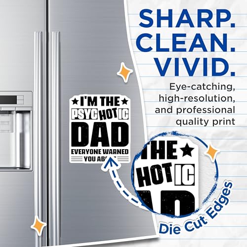 (2 Pack) I'm The Psychotic Dad Magnets - Funny Dad Magnets - Father's Day - Humorous Warning Sign Magnets - 5" On Longest Side - for Cars, Fridges, Toolboxes - Made in USA - MAG4108