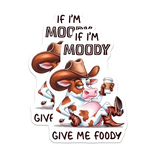 (2 Pack) Moody Cow Humor Magnet - 5" On Longest Side - Sticks to Smooth Flat Surfaces - Made in USA - MAG9806
