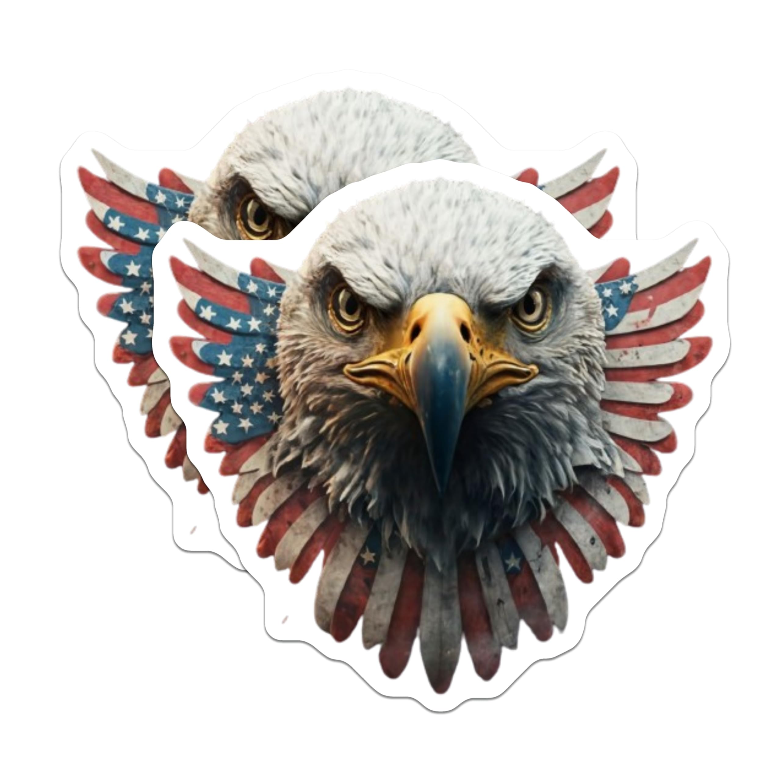 (2 Pack) Bald Eagle Magnets - Majestic American Flag Design - Patriotic USA Symbol Fridge - Independence Day Decor - 5 Inches On Longest Side - Thick Durable Magnet - Made in USA - MAG21447